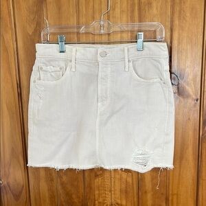 Mother Pink Denim Jean Distressed button fly Mini Skirt 26
